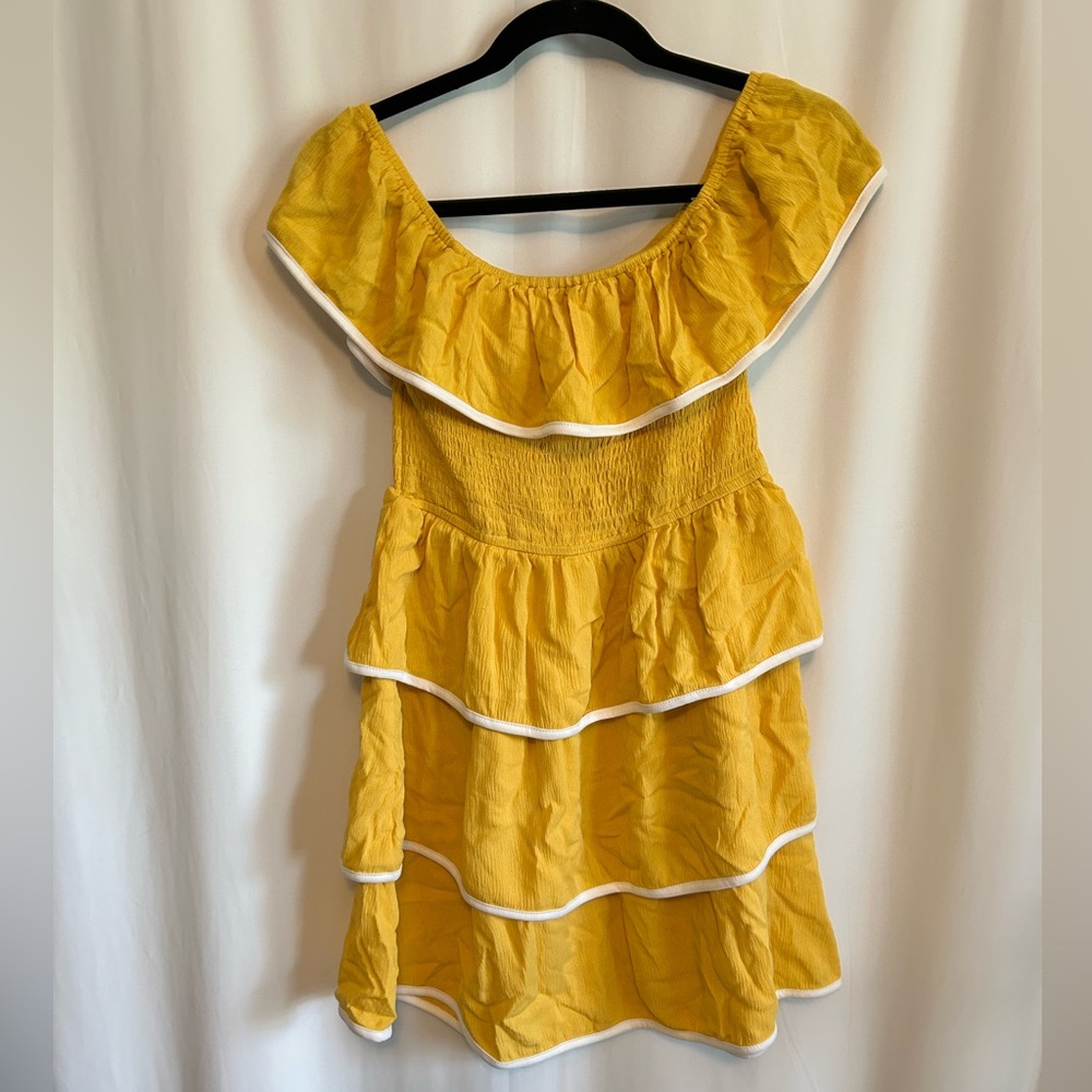 SHOWPO Yellow Tiered Ruffle Mini Dress Size 12